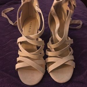 Torrid Strappy Lace-Up Heel-9- Beige